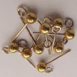 pino base para brinco bolinha 2mm maci�a 7,6x4mm lat�o dourado ouro com tarraxa 10 pe�as 5 pares