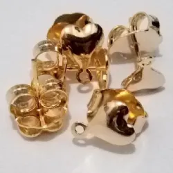 pino base para brinco cora��o 9x6,5x0,4mm lat�o dourado ouro com tarraxa 10 pe�as - 5 pares