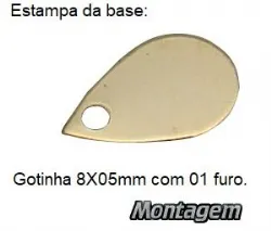 pino base para brinco gotinha 8x5mm lat�o prata com 1 furo. 60 pe�as.