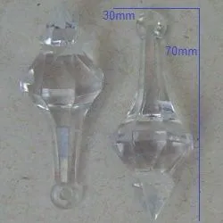 ponteira em acr�lico para lustre pi�o 70x30mm cristal. 10 pe�as.