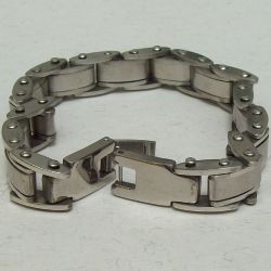 Pulseira inox masculina 20x1cm alta gama prata com fecho trava 1 unidade