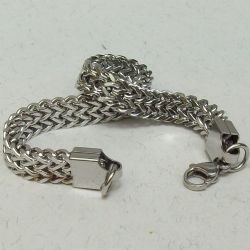 Pulseira inox masculina 20x0,8cm corrente dupla cobra fecho lagosta. 1 pe�a