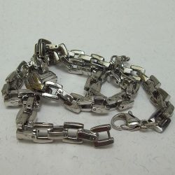 Pulseira inox masculina 1,9x0,7cm corrente elo quadrado fecho lagosta 1 pe�a