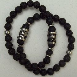 Pulseira masculina pedra vulc�nica