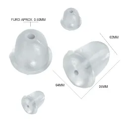 tarraxa de silicone para brinco semitransparente 05X04X02mm Pacote 1.000 pe�as.