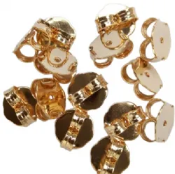 tarraxa tarracha para brinco 8mm lat�o dourado furo �0,8mm 50 pe�as