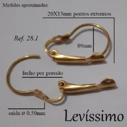 tarraxa fecho tranqueta para brinco 20x13mm lat�o com 1 furo 0,5mm 100 pe�as