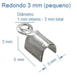 terminal para bijuteria colchete redondo 03mm interno ferro n�quel 250 pe�as.