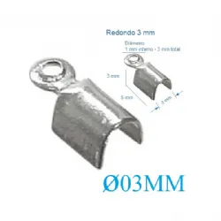 terminal redondo para bijuteria e couro  03mm interno ferro n�quel 250 pe�as.