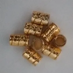 tubo para montagem de bijuterias 10mm interno 4,5mm redondo alum�nio laminado decorado ouro 100 p�s