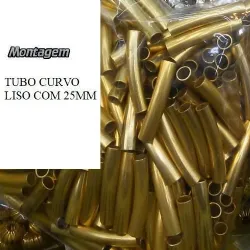 tubo para montagem de bijuterias redondo curvo 25mm ouro pacote 100 pe�as